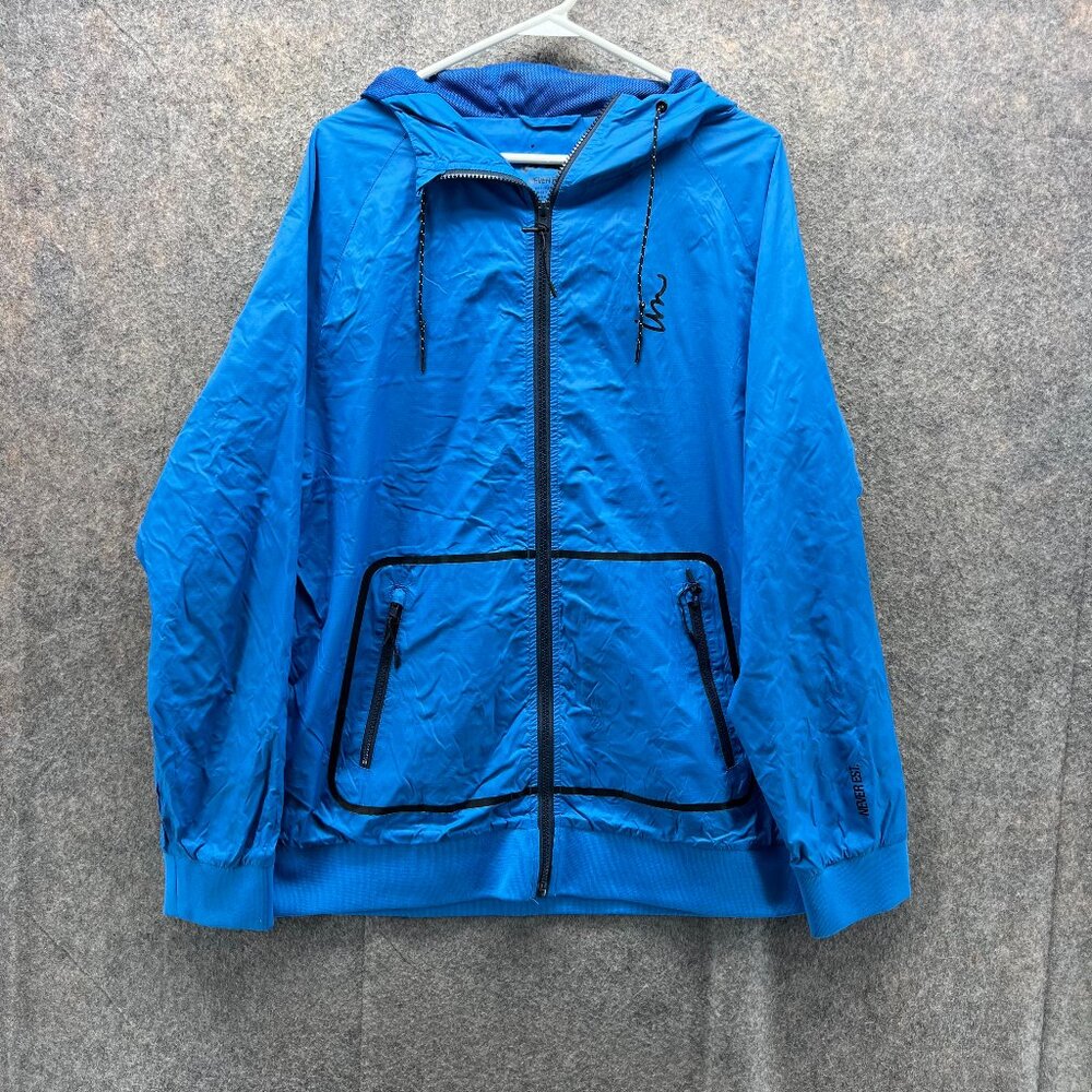 Imperial Motion Jacket Mens Large Blue Full Zip Windbreaker Hoodie Track Rain